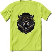 Tijger - Dieren Mandala T-Shirt | Geel | Grappig Verjaardag Zentangle Dierenkop Cadeau Shirt | Dames - Heren - Unisex | Wildlife Tshirt Kleding Kado | - Groen - S
