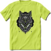 Vos - Dieren Mandala T-Shirt | Groen | Grappig Verjaardag Zentangle Dierenkop Cadeau Shirt | Dames - Heren - Unisex | Wildlife Tshirt Kleding Kado | - Groen - XXL