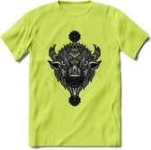 Bizon - Dieren Mandala T-Shirt | groen | Grappig Verjaardag Zentangle Dierenkop Cadeau Shirt | Dames - Heren - Unisex | Wildlife Tshirt Kleding Kado | - Groen - M