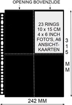 Foto insteekhoezen 4 vakken, A4+, PP bladen , zwart, 23 ringen, set van 10 showtassen-fototassen voor o.a. ansichtkaarten en foto’s