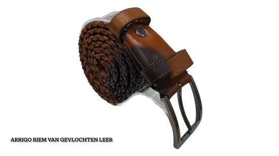 Riem - Cuir tressé - 3,5 cm - Riem en cuir marron clair - 135 cm (Tour de taille 115 cm)