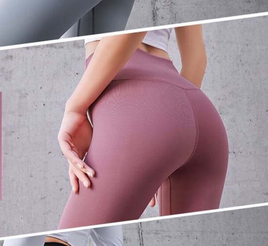 Sportlegging - Yogalegging - High Waist - Roze - Maat: M — afbeelding 4