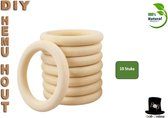 Bob Online ™ - 10 Stuks – 50mm Hemuhout Ringen – Hemuhout Ringen - Voor Knutselen, doe-het-zelf Handwerk, Sieraden, Houten Ring, Hanger, Plantenhanger, Decoratie + Accessoires – 10