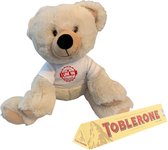 Grote knuffel beer 30 cm I Love You Forever Toblerone chocolade met wit shirtje | Valentijn cadeau vrouw man | Valentijnsdag voor mannen vrouwen | Valentijn cadeautje voor hem haar | knuffelb