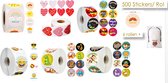 3000x Schattige Kinder Stickers 2.5cm(6 Rollen) - Kleurig - Emoji - Compliment Woorden - Dieren - voor Kinderen Beloning/Verjaardag Feest/Bakkerij/HomeMade Gift/Cadeautje Label/Dag