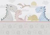 Vliesbehang Dinosaurussen XXL – Kinderbehang Dinosaurus Kinderkamer – Fotobehang – 368 x 254 cm – Grijs
