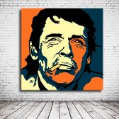 Jacques Brel Pop Art Canvas - 100 x 100 cm - Canvasprint - Op dennenhouten kader - Geprint Schilderij - Popart Wanddecoratie