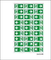 Mini symbolen vluchtwegaanduiding, 27 of 40 stickers per vel 12 mm