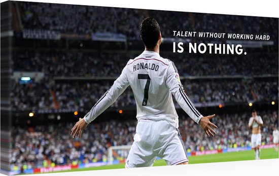 MALNINK™ - Cristiano Ronaldo Canvas Print – 120 x 60 cm – Hoogwaardige Kwaliteit – Inclusief Frame en Ophangset