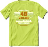 48 Jaar Legend T-Shirt | Goud - Wit | Grappig Verjaardag en Feest Cadeau Shirt | Dames - Heren - Unisex | Tshirt Kleding Kado | - Groen - XXL