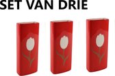 WATERVERDAMPERS - LUCHTBEVOCHTIGERS - ROOD - VOOR RADIATOR - SET VAN 3 - INCL. OPHANGHAAKJE