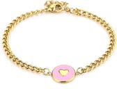 Michelle Bijoux armband hart rose schakel Gold JE13784GD