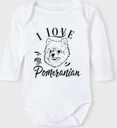Baby Rompertje met tekst 'Pomeriaan/ Pomperanian' | Lange mouw l | wit zwart | maat 62/68 | cadeau | Kraamcadeau | Kraamkado