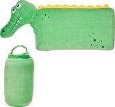 Oreiller cervical CabinMax - Oreiller de voyage pour Enfants - Oreiller cervical en mousse à mémoire de forme - Sac de rangement inclus - Crocodile - Vert