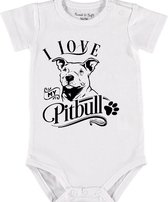 Baby Rompertje met tekst 'Pitbull' | Korte mouw l | wit zwart | maat 62/68 | cadeau | Kraamcadeau | Kraamkado