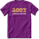 2002 Limited Edition T-Shirt | Goud - Zilver | Grappig Verjaardag en Feest Cadeau Shirt | Dames - Heren - Unisex | Tshirt Kleding Kado | - Paars - XXL