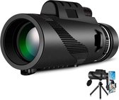 Smartimprove S93 Monoculaire 12 x 50 HD - High Performance Prism Monocular - Compacte draagbare monoculaire - Telescoop uitgerust - Met smartphone - Adapterstatief - Oor vogelobser
