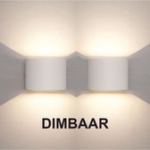 Wandlamp set van 2 | Wit | Dimbaar | voor binnen en buiten | Industrieel | Kubes lamp |  2x3W | LED | 3000K Warm Wit | 10x10x10cm