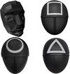 foto van Masks - 4 Maskers Bekend van Squid Game - rond + vierkant + driehoek - hard plastic