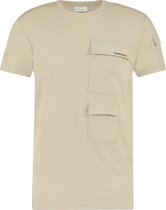 Purewhite -  Heren Regular Fit    T-shirt  - Bruin - Maat L