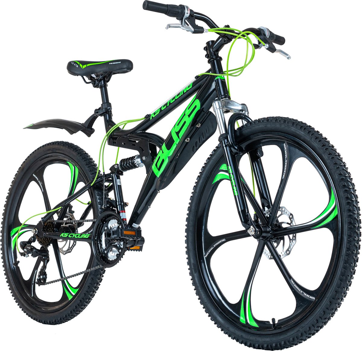 KS Cycling Fiets Mountainbike volledig 26 inch Bliss zwart groen 47 cm
