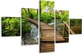 Schilderij - Houten pad door het bos, 5luik, premium print