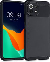 kwmobile telefoonhoesje compatibel met Xiaomi 11 Lite (5G) NE / Mi 11 Lite (5G) - Hoesje voor smartphone in zwart - Carbon design