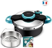 CHEFCLUB BY TEFAL P4705102 ClipsoMinut 'Duo Snelkookpan 5L, Inductie snelkookpan, Gemakkelijk te openen en te sluiten, Made in France