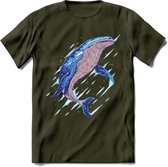 Dieren T-Shirt | Walvis shirt Heren / Dames | Wildlife whale cadeau - Leger Groen - XL