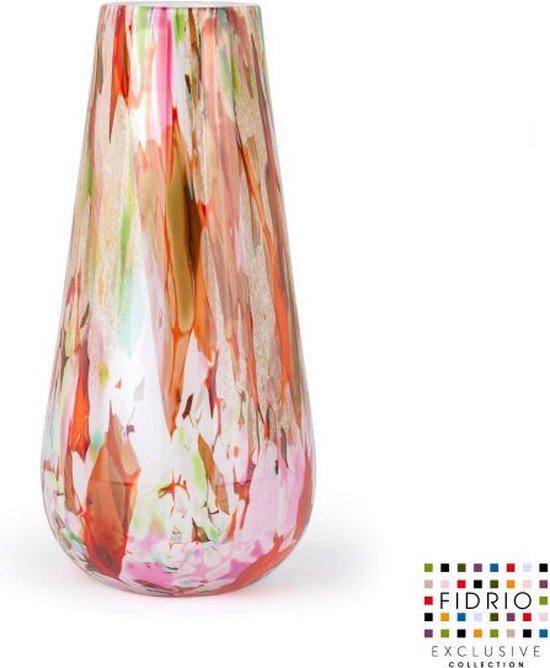 Design Vaas Gloriosa - Fidrio MIXED COLOURS - glas, mondgeblazen bloemenvaas - hoogte 22 cm