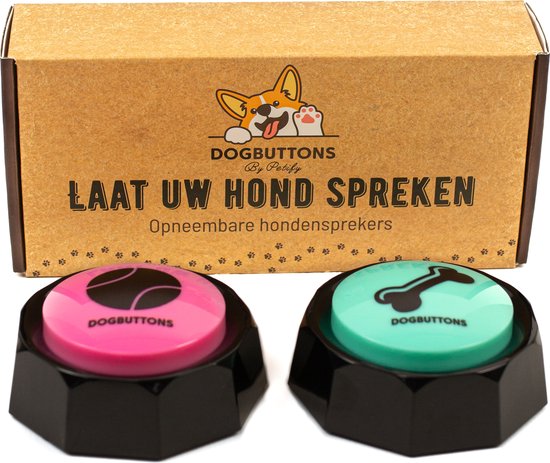 Dogbuttons® –PETIFY PREMIUM Praatknoppen 2 stuks – Praatknop – Hond – Opneembare Knoppen – Hond Praten – Hondentraining – Praatknoppen – Dog Button – Hondenknop – Huisdier – Honden Speelgoed Intelligentie – praten met Hond – Laat uw hond spreken!