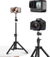 BS® Statief Tripod 60 cm in hoogte Verstelbaar - Geschikt voor Camera Ringlamp Smartphone Webcam Telefoon GoPro - Aluminium Zwart