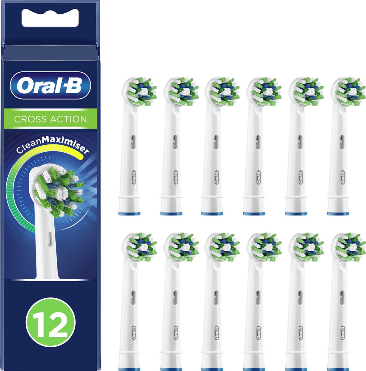 Oral-B CrossAction Opzetborstel, Verpakking Van 12 Stuks, Verpakking Van Brievenbusformaat