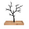 foto van Sieradenhouder zwart metaal - Sieradenboom met houten voet - Sieradenstandaard kettingen ringen armbanden Galeara design FURO