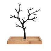 Sieradenhouder zwart metaal - Sieradenboom met houten voet -  Sieradenstandaard... | bol.com