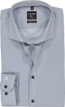 OLYMP No. 6 Six super slim fit overhemd - wit met licht- en donkerblauw poplin - Strijkvriendelijk - Boordmaat: 42