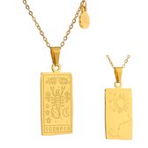 Valentijn cadeautje voor haar - sterrenbeeld ketting Schorpioen goud - horoscoop ketting - waterproof roestvrij - gold plated - anti-allergie - gouden vergulde ketting - verjaardagscadeau - c