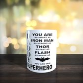 Mug papa super héros - thor- iron man - flash - badman - fun - tasse
