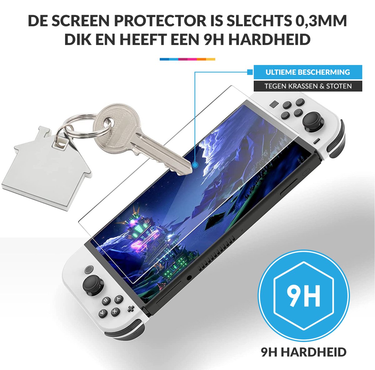 YONO Screenprotector geschikt voor Nintendo Switch OLED - Gehard Glas - Krasbestendig - Anti Vingerafdruk - Accessoires - 2 Stuks – foto 3