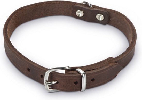 Foto: Beeztees halsband hond leer bruin 32 37 cm x 16 mm