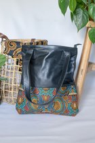 BaliBatiks -Shopper Bag - Leren Tas -  Bali - Batik - Bruin