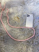 Dames telefoonhoesje met koord Roze- Iphone 12 pro max- inclusief gratis haarklem