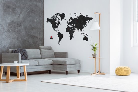 MiMi Innovations Carte du Wereldkaart en Bois de Luxe - Décoration Décoration murale - Véritable Puzzle avec Noms de Pays - 150x90 cm/59.1x35.4 pouces - Zwart
