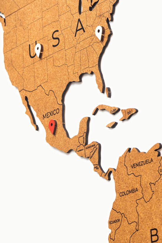 MiMi Innovations Carte du Wereldkaart en Bois de Luxe - Décoration Décoration murale - Véritable Puzzle avec Noms de Pays - 150x90 cm/59.1x35.4 pouces - Marron