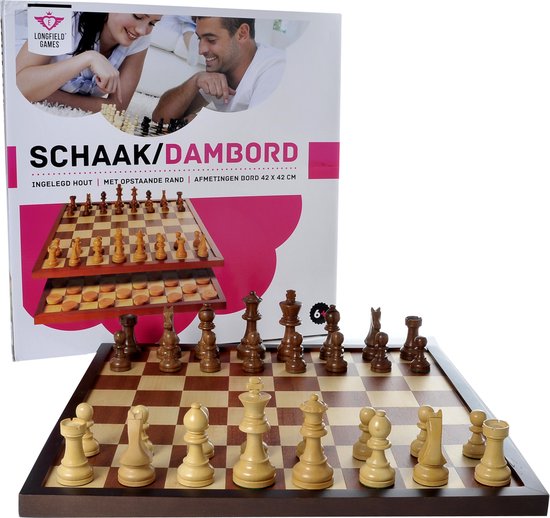 Heb jij Luxe schaakbord / dambord 42x42 cm inclusief schaakstukken en damstenen van onbekend al Heb jij Luxe schaakbord / dambord 42x42 cm inclusief schaakstukken en damstenen van onbekend al