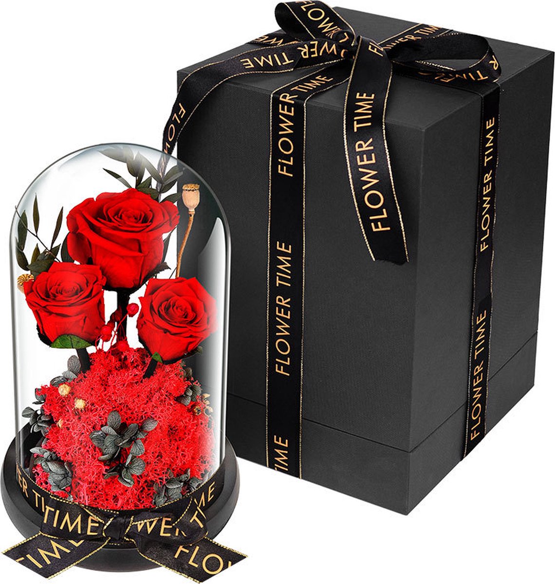 Boeket van gestabiliseerde bloemen, 3 echte en duurzame paarse rozen, boeket voor dames, moeder, vrouw, vriendin, verjaardag, Valentijnsdag, Moederdag