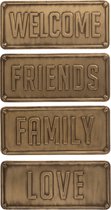 Decoratie Bord Welcome Metaal Khaki 4 Stuks