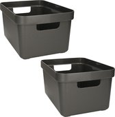 10x stuks opbergboxen/opbergdozen/opbergmanden antraciet grijs kunststof - 13 liter - opbergen manden/dozen/bakken - opbergers