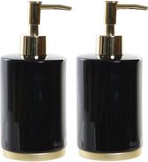 2x stuks zeeppompjes/zeepdispensers zwart en goudkleurig keramiek en metaal 350 ml - Badkamer/keuken zeep dispenser
