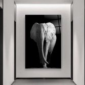 Wallyard - Glasschilderij Olifant- Wall art - Schilderij - 80x120 cm - Premium glass - Incl. muur bevestiging